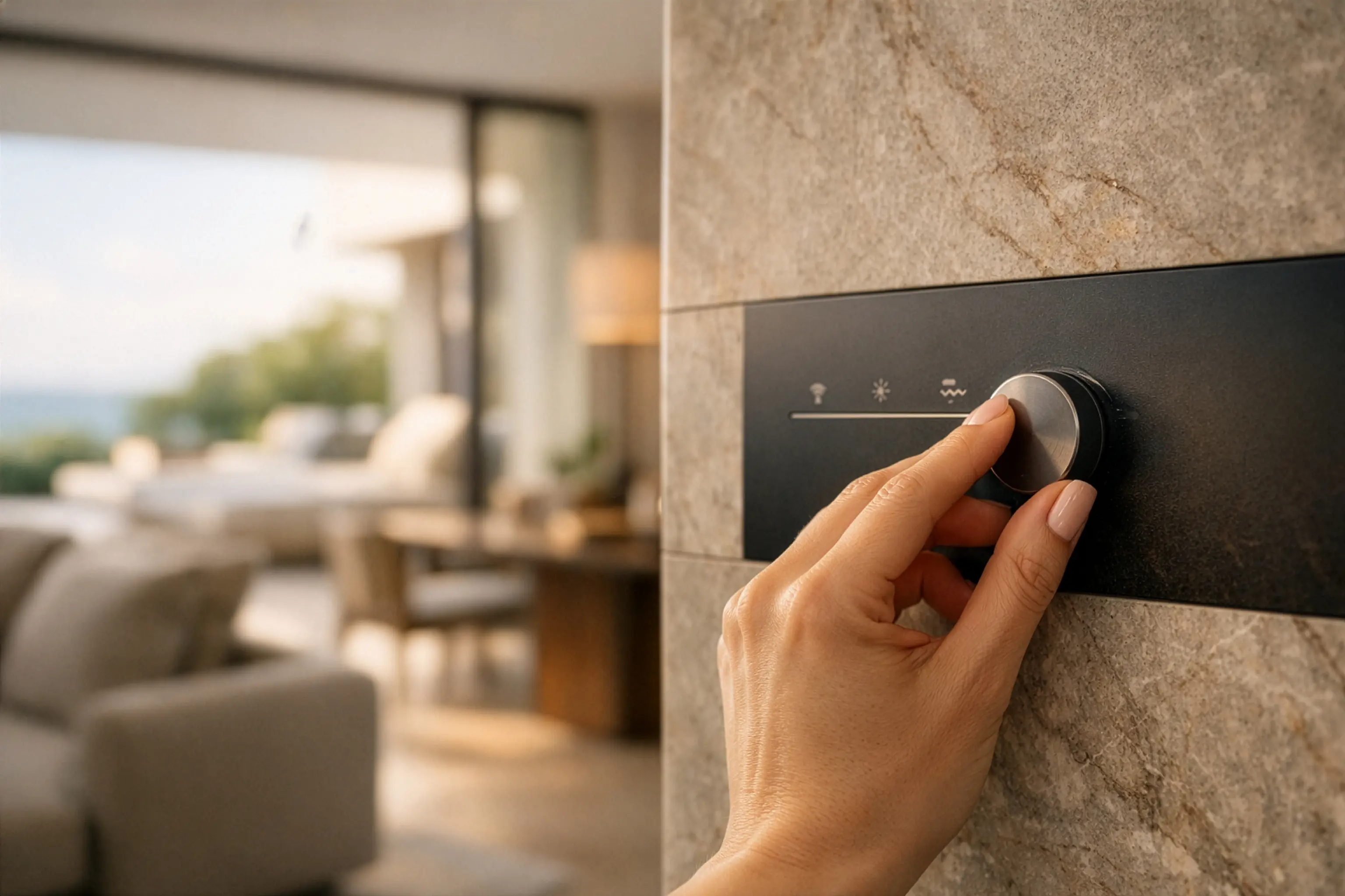 Adjusting temperature control in a luxury Algarve property as part of professional concierge and property management services