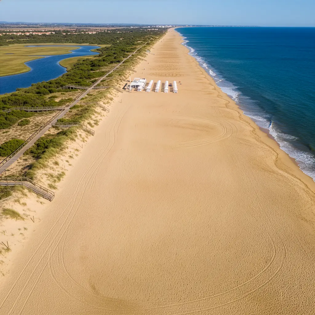 Golden sand beach at Praia do Garrão in Vale do Lobo