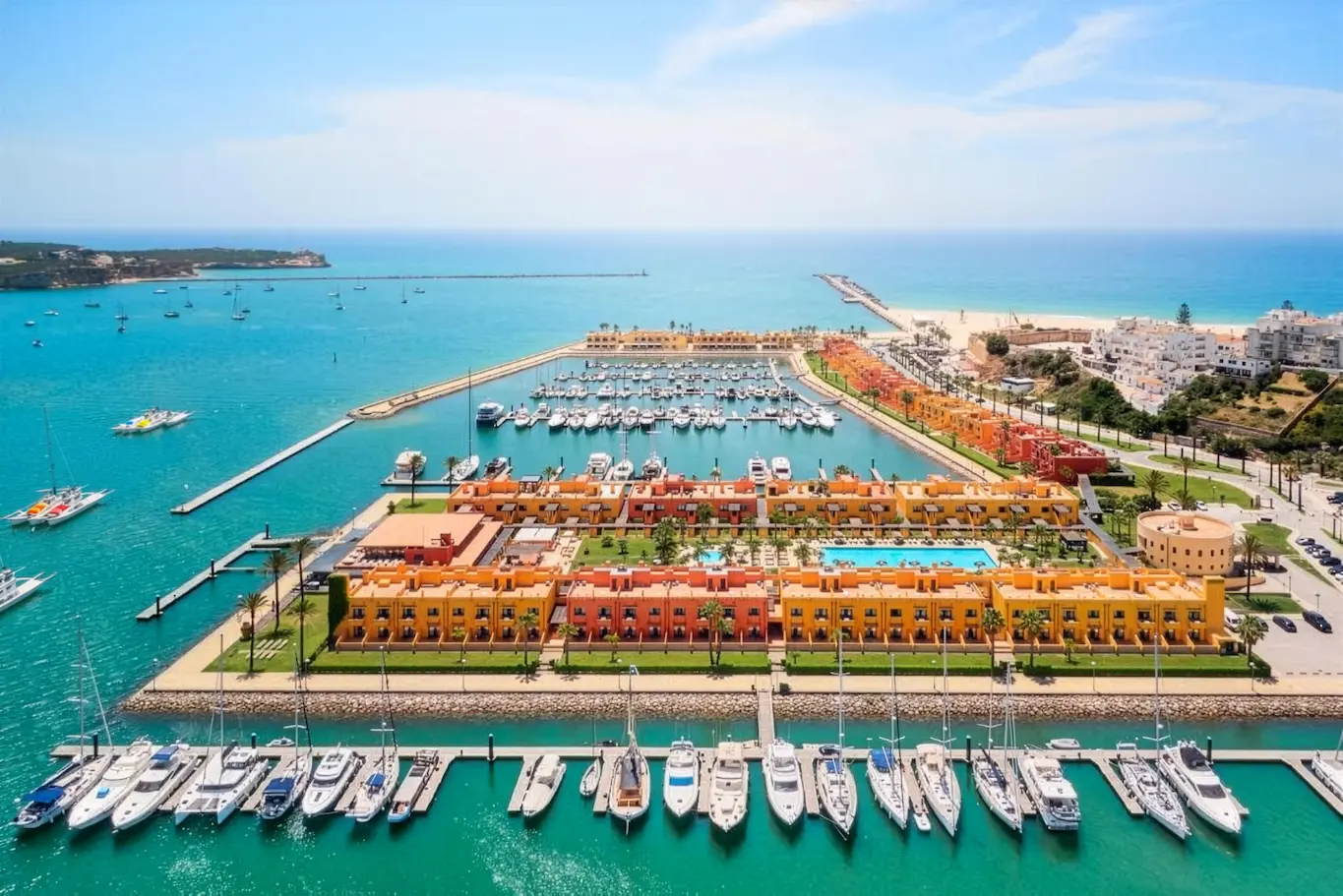 Portimão Marina in the Algarve featuring large yachts and access to deep Atlantic waters