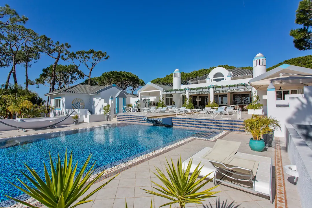 Luxury pool area at Casa Estrela villa in Quinta do Lago Algarve