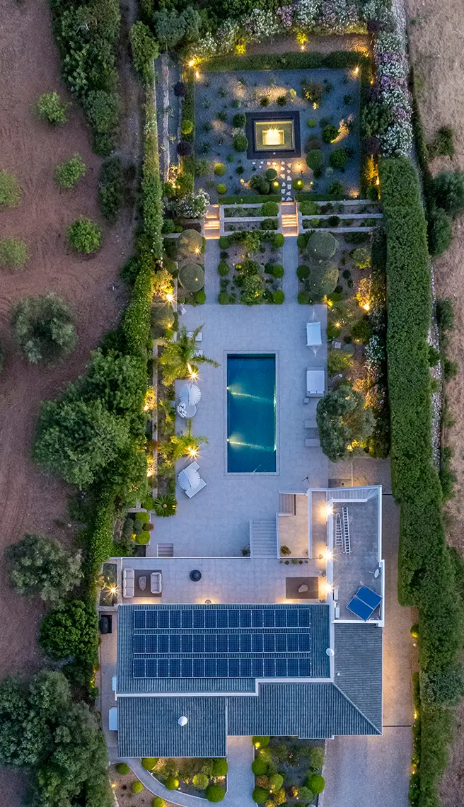 Architectural view highlighting modern geometry of Casa Harmonia luxury villa Algarve