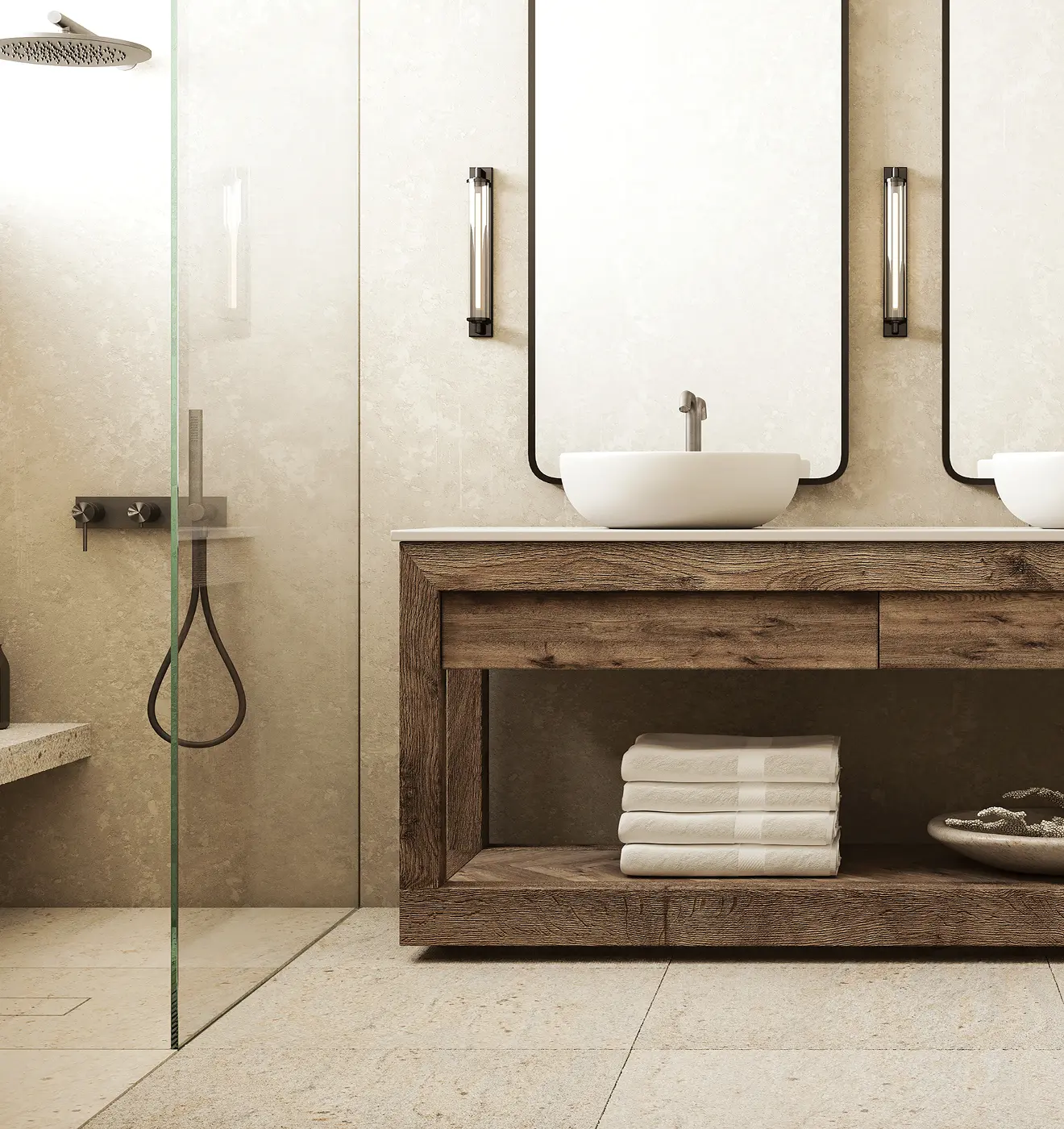 Luxury bathroom with elegant finishes at Nomad Bay resort apartments