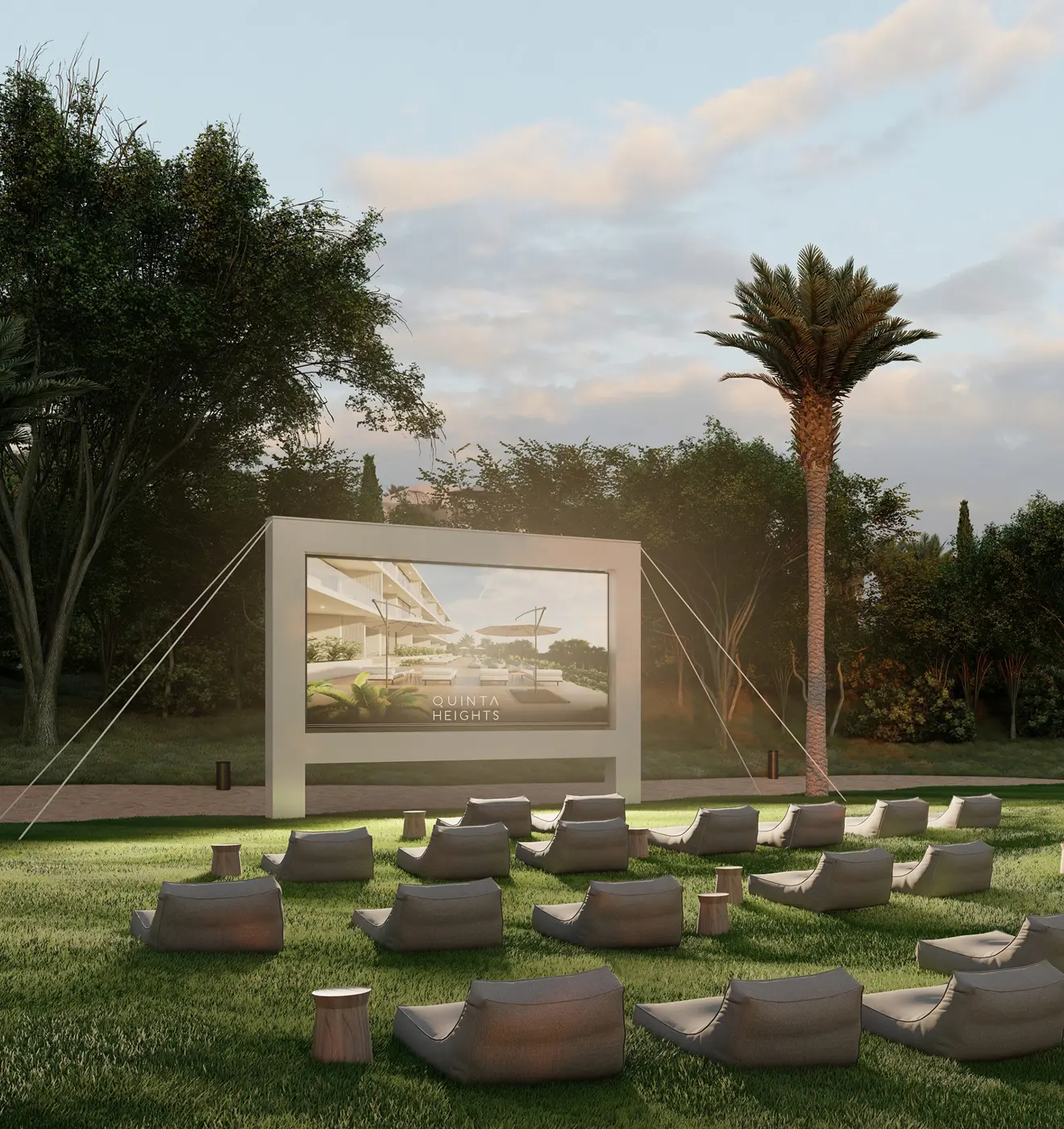 Outdoor cinema experience at Quinta Heights under the Algarve evening sky